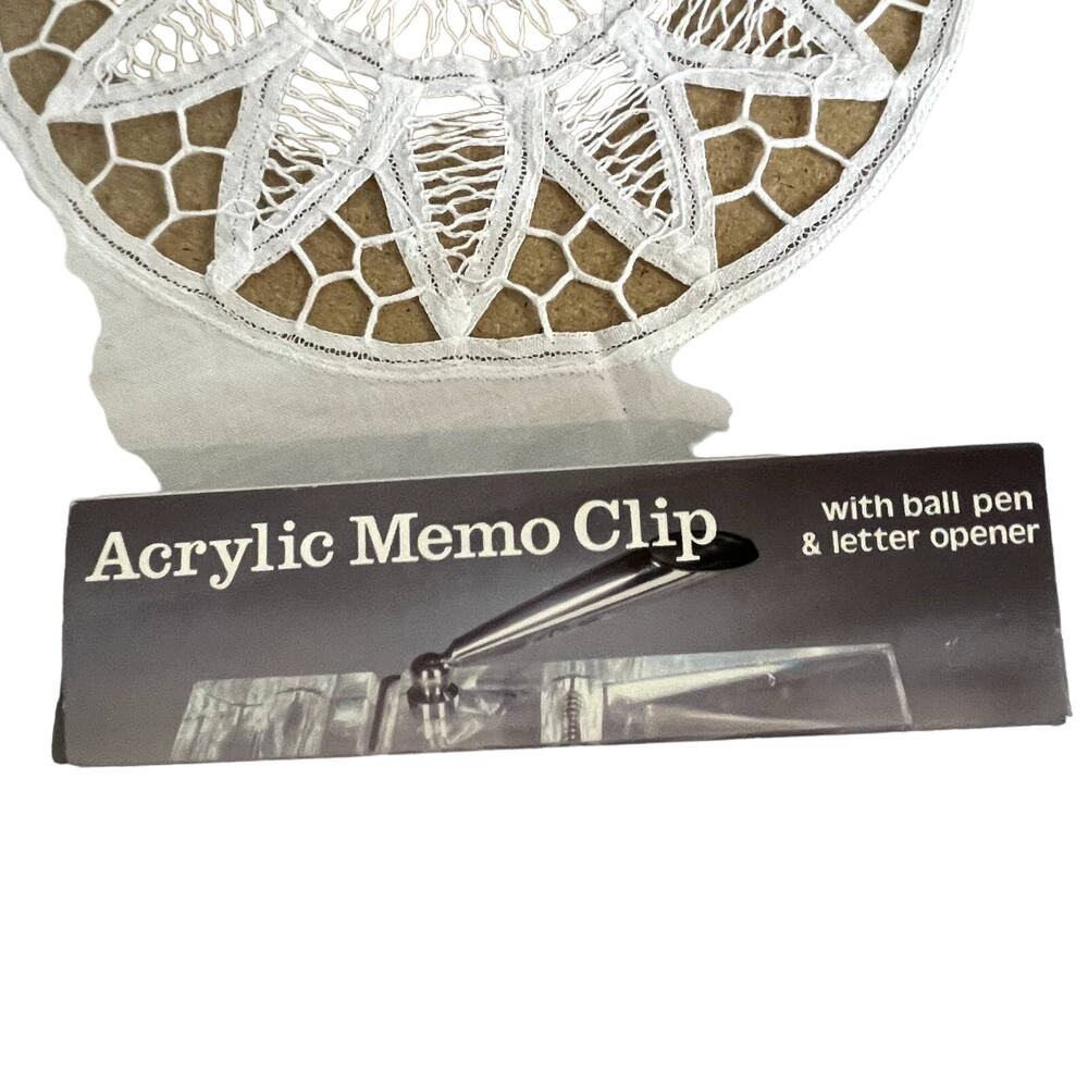 SKU 1500 Acrylic Memo Clip Desk Gift Set With Pen And Letter Opener In Box